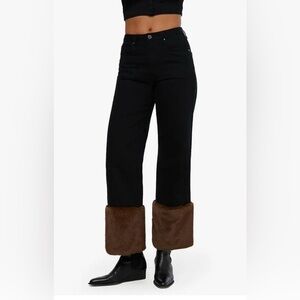 WeWoreWhat Flare in Black Faux‎ Fur Straight Leg Women’s Size 24